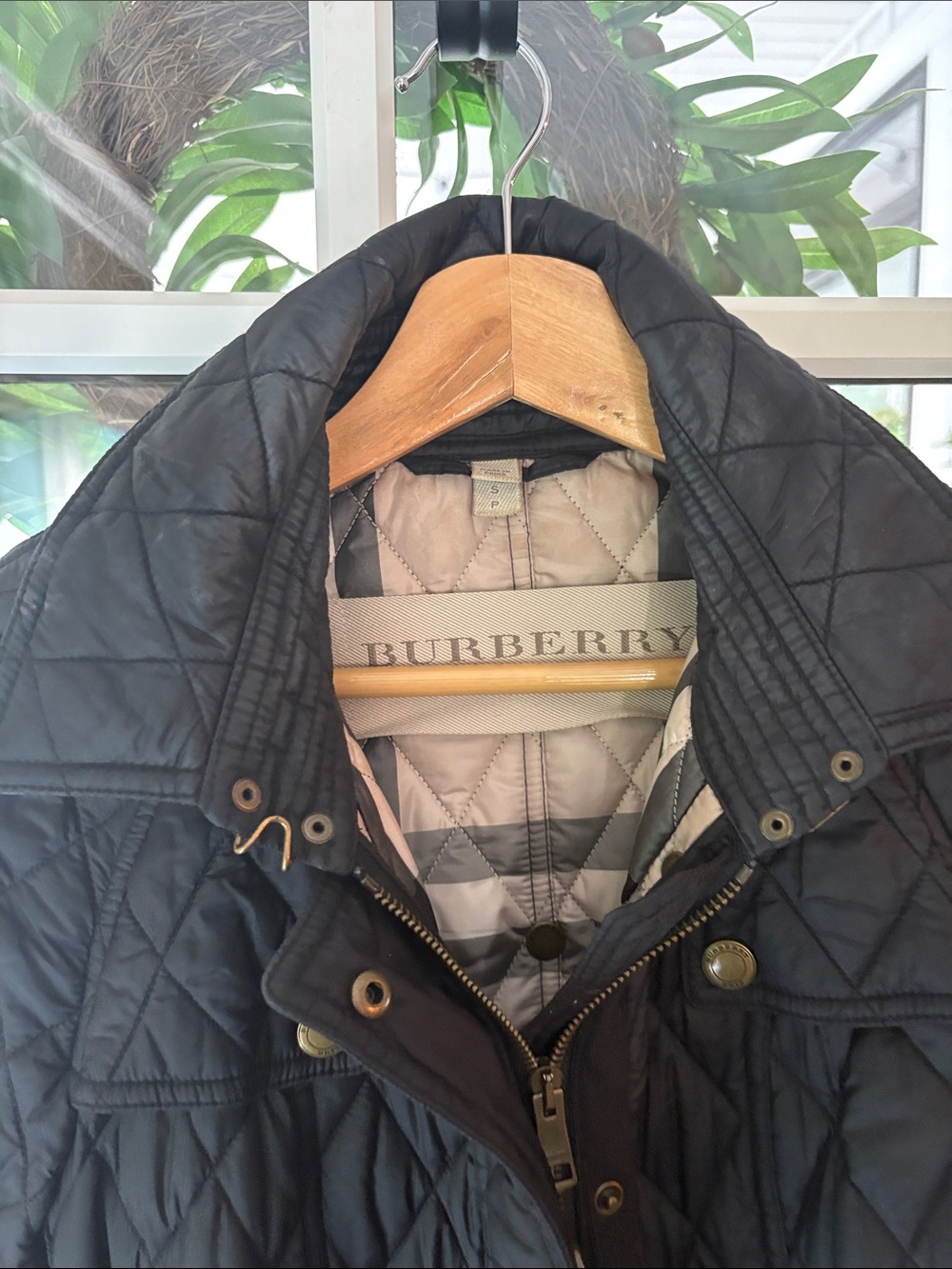 Burberry Brit Black Quilted Belted Jacket Coat Nova Check Lining - Picture 2 of 10